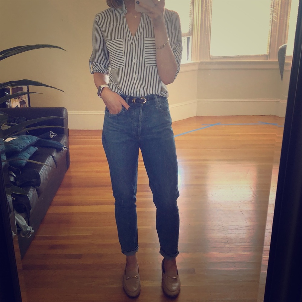 Express striped Portofino button down shirt